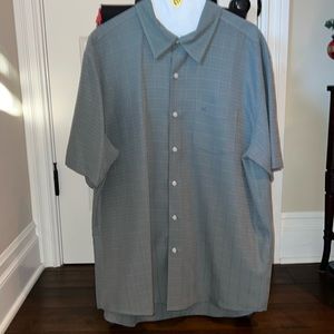 Quicksilver Men’s Gray and Lime Green Checkered Button Down Shirt - Size XL
